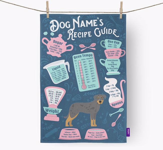 'Recipe Measurements Guide' - Personalized {breedFullName} Tea Towel